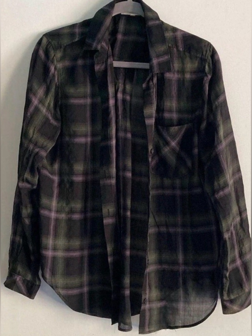 Bella Dahl Anthropologie Plaid Tencel Button Down L/S Shirt SZ M